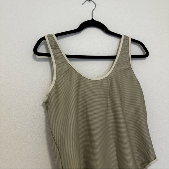 Rylee + Cru Lace Up Front One Piece Swimsuit Ribbed Sage Green Size XL Women’s - Picture 10 of 12